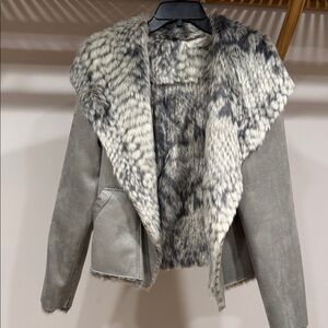 DOUBLE SIDED Gray Faux Fur Lined Women's Jacket
